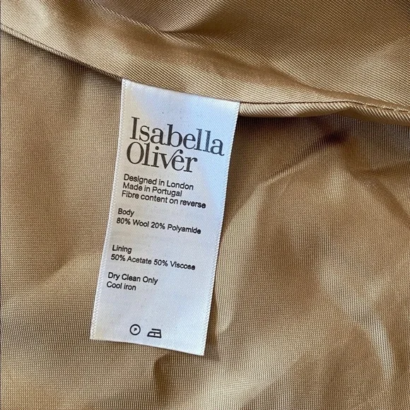 Isabella Oliver Maternity Camel Peacoat Pea Coat Double Breasted Size 12 - Picture 10 of 14